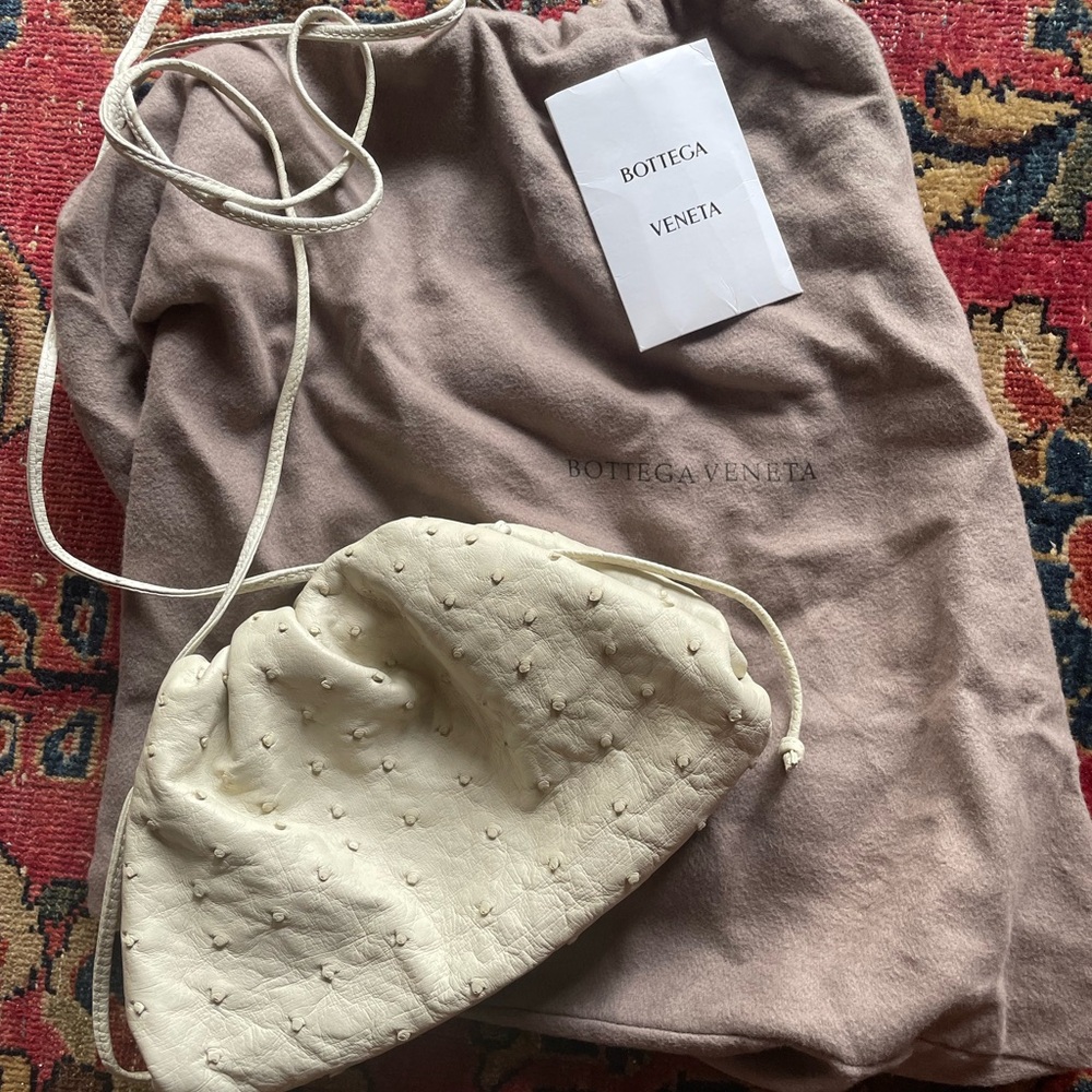 Bottega Veneta Cream Drawstring Pouch